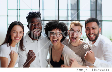 Smiling professional business leaders and employees group team portrait Smiling professional business leaders and employees group team portrait 110255834