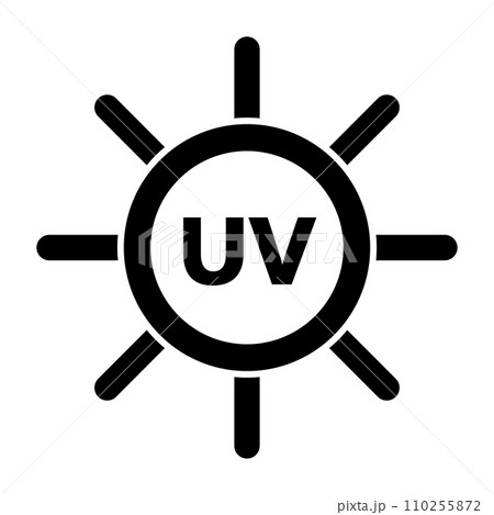 シンプルな紫外線の太陽アイコン。UV。ベクター。 110255872