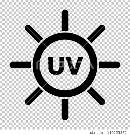 シンプルな紫外線の太陽アイコン。UV。ベクター。 110255872