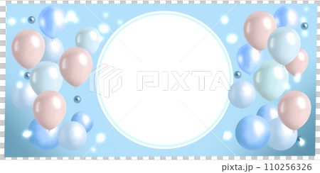Background illustration of flying balloons with a round space in the center Background illustration of flying balloons with a round space in the center 110256326