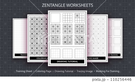 How to Draw a Zentangle. Step by Step Drawing Tutorial. Draw Guide. Simple Instruction for Kids and Adults. 110256446