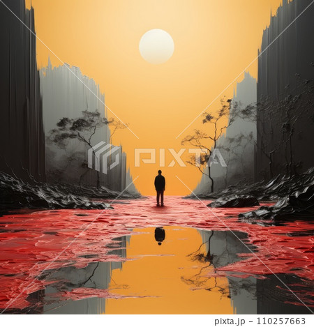 AI-generated content. abstract watercolor paintings, paint color splotches, abstract colors, minimalism art painting, scene design. Ai Generative. 110257663