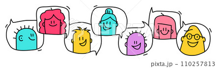 People avatars with speech bubbles. 110257813