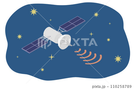 アイソメトリックイラスト:人工衛星 110258789