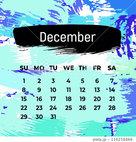 Page for december 2024 year. Square calendar planner for a month. Blue background. Design template for layout 110258866