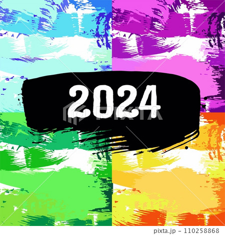 Page of background with text 2024 year. Square colorful background. Design template for layout 110258868