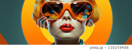 Young beautiful retro futuristic girl Young beautiful retro futuristic girl 110259486
