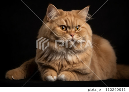 AI-generated content. Portrait of a cute cat looking away. Highland fold cat breed 110260011