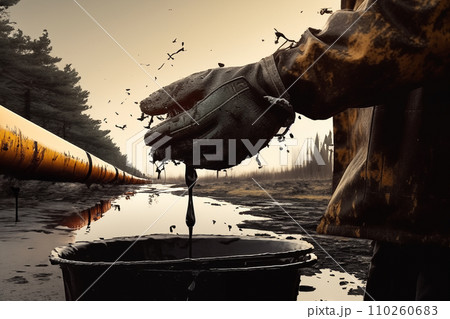 Oil and Gas Wells. Accident Oil Well Work. Methane Emissions from crude wells.  110260683