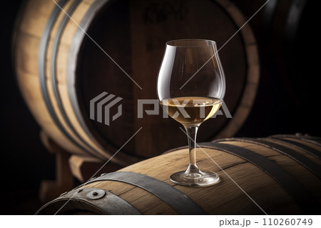 Wine Glass with Chardonnay Grapevine tasting. 110260749