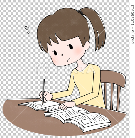 家で勉強する女の子 110260913