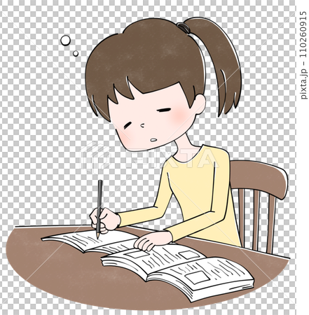 家で勉強する女の子 110260915