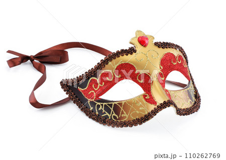 Gold red and brown carnival mask 110262769