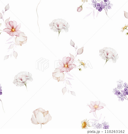 Seamless pattern with bouquets of wild flowers. Seamless pattern with bouquets of wild flowers. 110263162