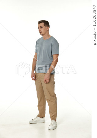 offended frustrated young man on white background. sadness offended frustrated young man on white background. sadness 110263847