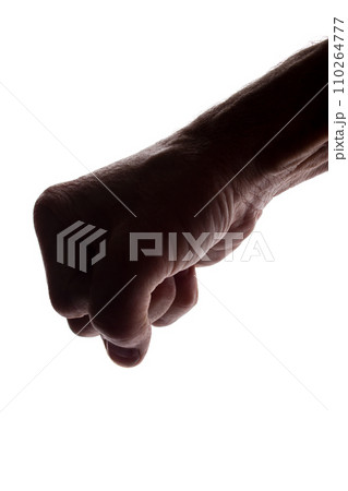 Male fist protection, opposition - silhouette 110264777
