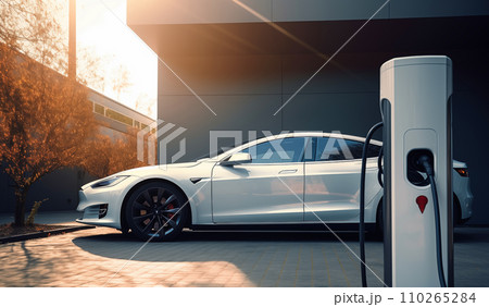 Charging Electric Car. Charge an Electric Car. Powered car charging station. 110265284