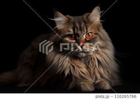 AI-generated content. Portrait of a cute cat looking away. York Chocolate cat breed 110265766