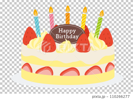 Birthday cake illustration_whole cake_with candle_1 110266277