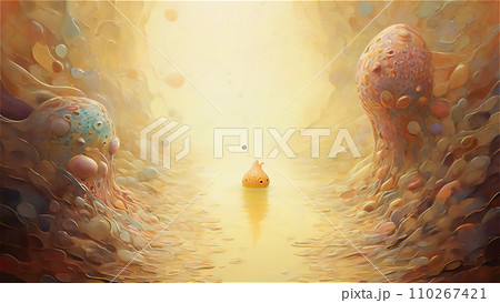 未知の生物のいる異世界の風景 AI画像 未知の生物のいる異世界の風景 AI画像 110267421