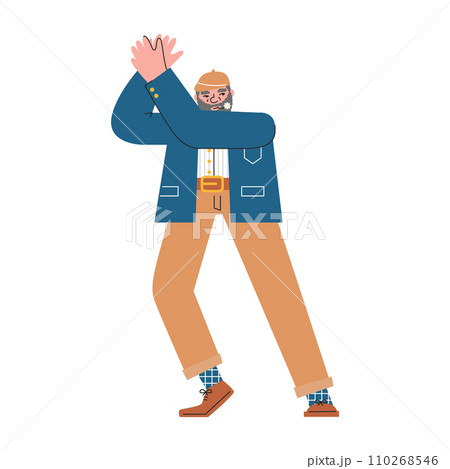 Cool elderly stylish man dancing flamenco alone Cool elderly stylish man dancing flamenco alone 110268546