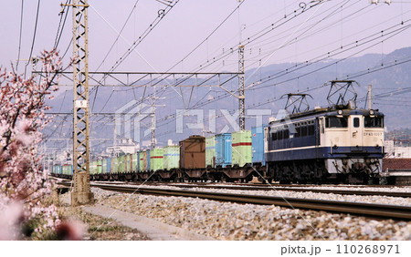 1987年　西ノ宮駅付近を走るEF65PF牽引の貨物列車 110268971