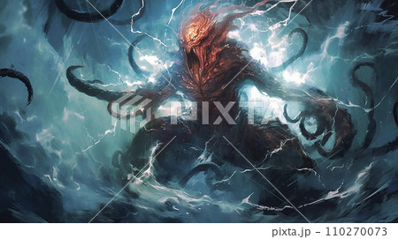 Generative AI, Tempestuous Encounter: Kraken and Lightning 110270073