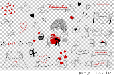 手作りバレンタイン かわいい女の子の線画イラスト 手作りバレンタイン かわいい女の子の線画イラスト 110270142