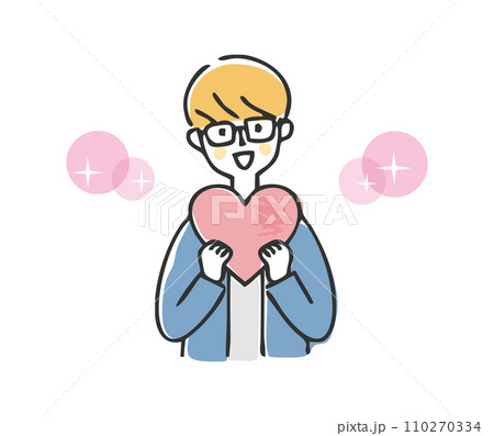 ハートを持っている男性のイラスト ハートを持っている男性のイラスト 110270334
