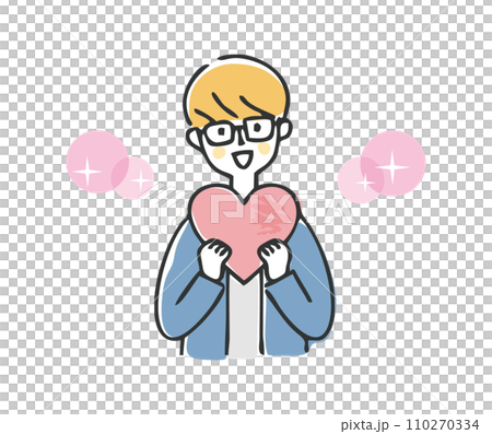 ハートを持っている男性のイラスト ハートを持っている男性のイラスト 110270334