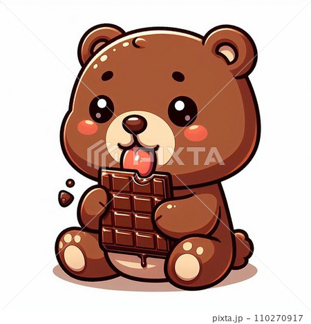 板チョコを食べるクマ（AI画像） 110270917