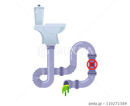 toilet sewer. draining waste through pipes. 110271389