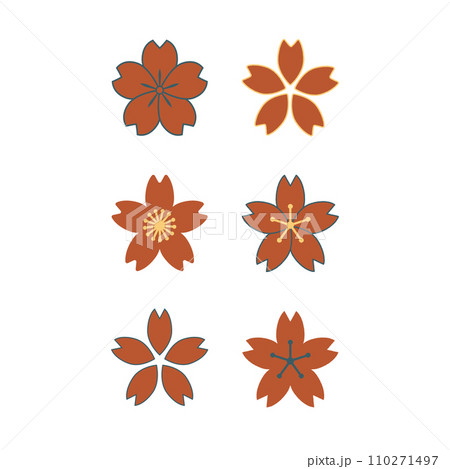 いろいろな桜の花のセットイラスト 110271497