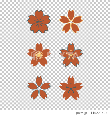 いろいろな桜の花のセットイラスト 110271497