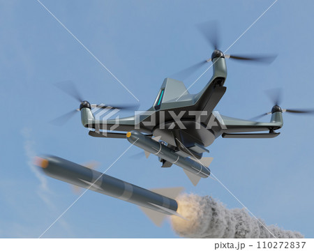 ステルスドローンが対空ミサイルを発射しているイメージ 110272837