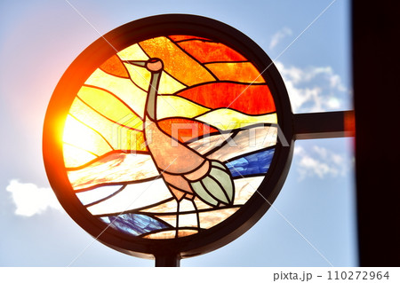 【 村瀬可衣 】ステンドグラス 丹頂鶴