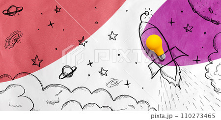 Idea light bulb rocket flying to the sky Idea light bulb rocket flying to the sky 110273465