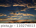 夕焼で赤く染まる黒雲 110274013