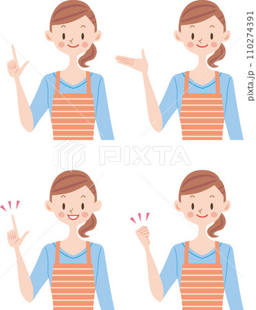 エプロンをつけた女性のイラストセット 110274391