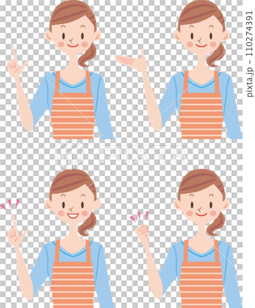 エプロンをつけた女性のイラストセット 110274391