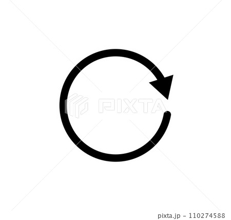 One circle arrow icon. Round reload, restart, recycle and repeat symbol. One arrow in loop. Round reload sign, repeat icon. Vector illustration isolated on white background One circle arrow icon. Round reload, restart, recycle and repeat symbol. One arrow in loop. Round reload sign, repeat icon. Vector illustration isolated on white background 110274588