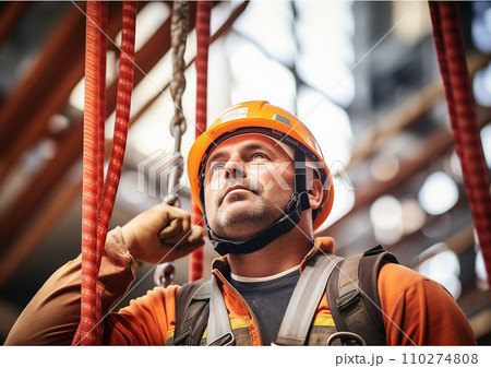 工事現場で働く電気工事士・鉄骨工・配管工・建築業・電気工事・建設業・土木業の作業員の男性 工事現場で働く電気工事士・鉄骨工・配管工・建築業・電気工事・建設業・土木業の作業員の男性 110274808