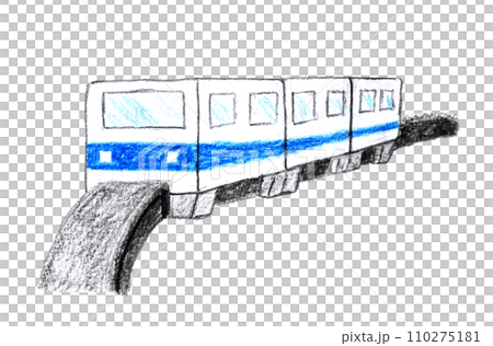 Colored pencil drawing, hand-drawn monorail Colored pencil drawing, hand-drawn monorail 110275181