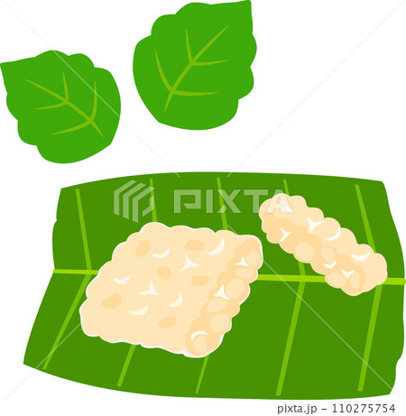 バナナの葉に乗せたテンペ 110275754