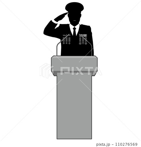 演台でスピーチする軍人⑤ 演台でスピーチする軍人⑤ 110276569
