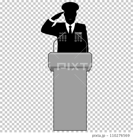 演台でスピーチする軍人⑤ 演台でスピーチする軍人⑤ 110276569