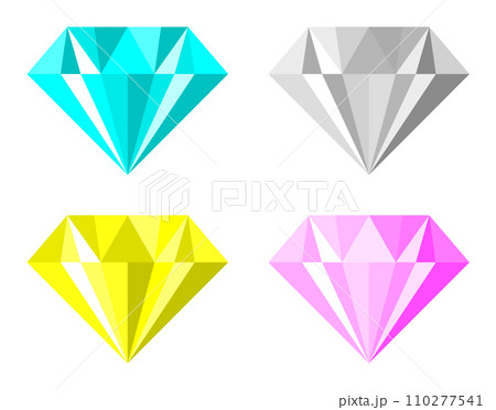 光沢があり光り輝くダイアモンドやルビーなどの高価な宝石のイラスト 110277541