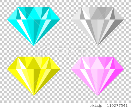 光沢があり光り輝くダイアモンドやルビーなどの高価な宝石のイラスト 110277541