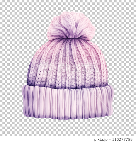 Winter knitted hat, winter accessories, watercolor illustration  110277789