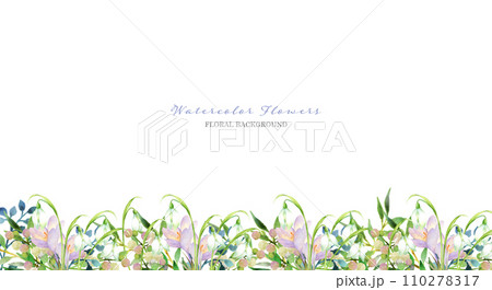 水彩で描いた早春の花のボーダーデコレーション 110278317